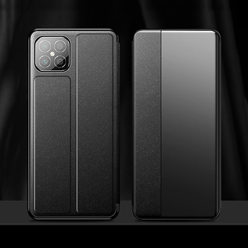 Leather Case Stands Flip Cover T01 Holder for Huawei Nova 8 SE 5G Black