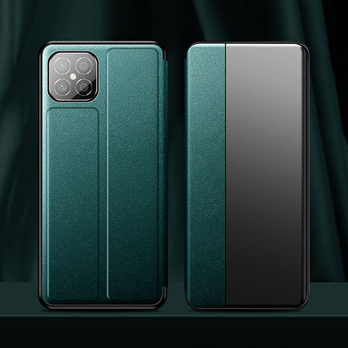 Leather Case Stands Flip Cover T01 Holder for Huawei Nova 8 SE 5G Cyan
