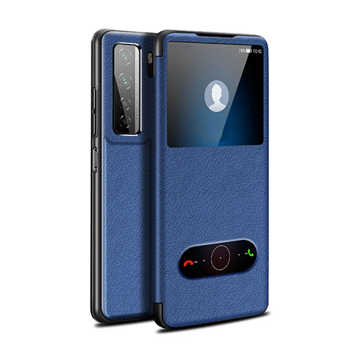 Leather Case Stands Flip Cover T01 Holder for Huawei P40 Lite 5G Blue