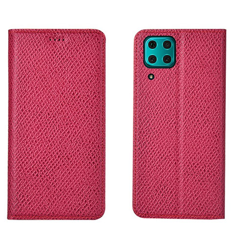 Leather Case Stands Flip Cover T01 Holder for Huawei P40 Lite Hot Pink