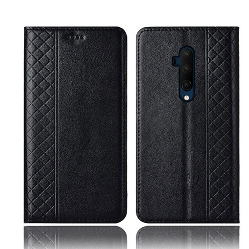Leather Case Stands Flip Cover T01 Holder for OnePlus 7T Pro Black