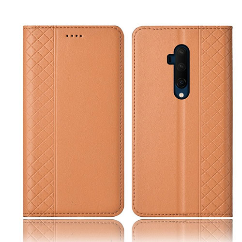 Leather Case Stands Flip Cover T01 Holder for OnePlus 7T Pro Orange