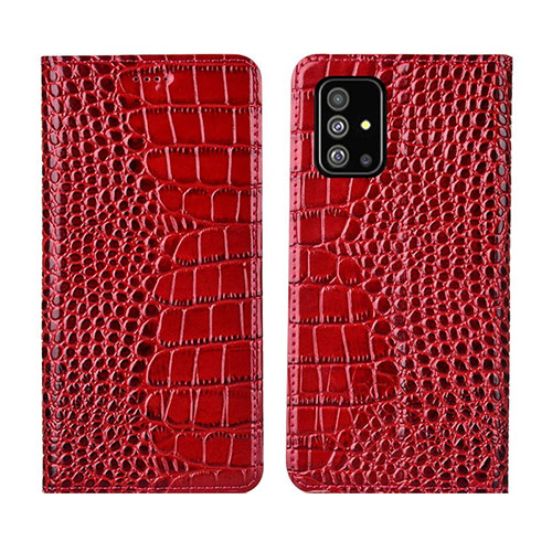 Leather Case Stands Flip Cover T01 Holder for Samsung Galaxy A51 5G Red