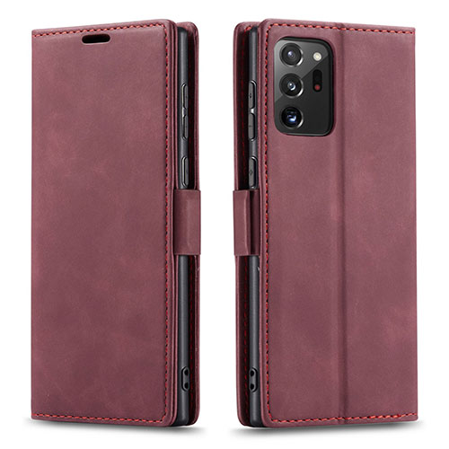 Leather Case Stands Flip Cover T01 Holder for Samsung Galaxy Note 20 Ultra 5G Red Wine