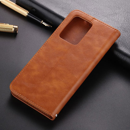 Leather Case Stands Flip Cover T01 Holder for Samsung Galaxy S20 Ultra 5G Orange