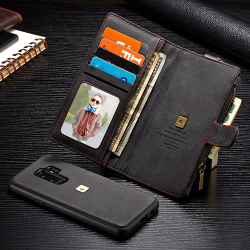 Leather Case Stands Flip Cover T01 Holder for Samsung Galaxy S9 Plus Black