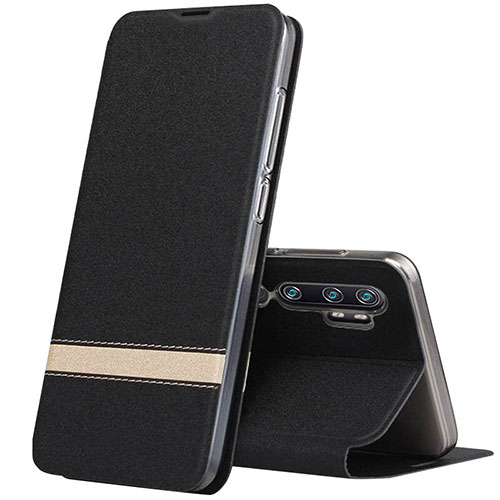 Leather Case Stands Flip Cover T01 Holder for Xiaomi Mi Note 10 Black