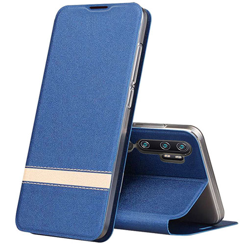 Leather Case Stands Flip Cover T01 Holder for Xiaomi Mi Note 10 Blue
