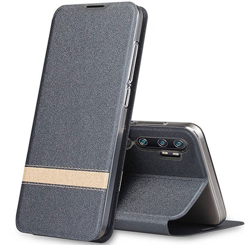 Leather Case Stands Flip Cover T01 Holder for Xiaomi Mi Note 10 Gray