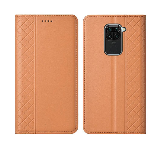 Leather Case Stands Flip Cover T01 Holder for Xiaomi Redmi 10X 4G Orange