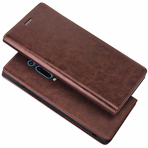 Leather Case Stands Flip Cover T01 Holder for Xiaomi Redmi K20 Brown