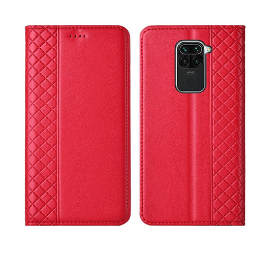 Leather Case Stands Flip Cover T01 Holder for Xiaomi Redmi Note 9 Red
