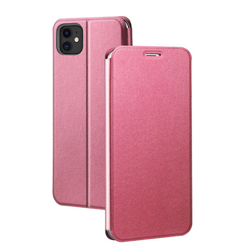 Leather Case Stands Flip Cover T02 Holder for Apple iPhone 11 Pink