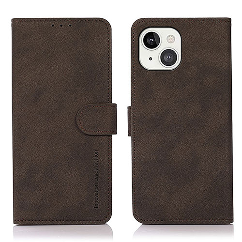 Leather Case Stands Flip Cover T02 Holder for Apple iPhone 13 Brown