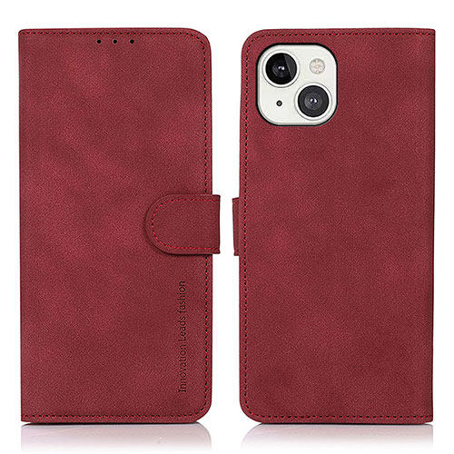 Leather Case Stands Flip Cover T02 Holder for Apple iPhone 13 Red