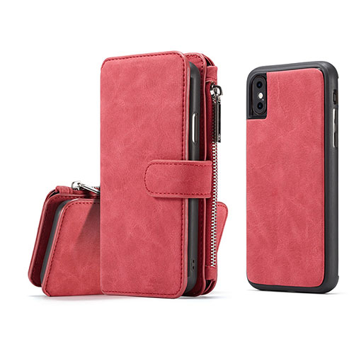 Leather Case Stands Flip Cover T02 Holder for Apple iPhone Xs Max Red
