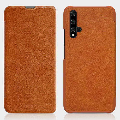 Leather Case Stands Flip Cover T02 Holder for Huawei Nova 5T Orange