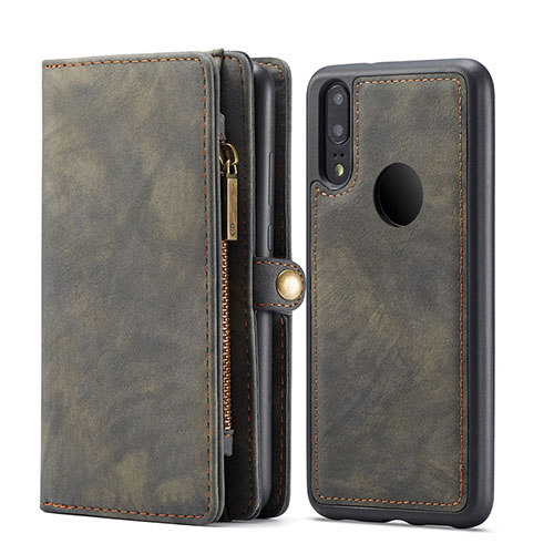 Leather Case Stands Flip Cover T02 Holder for Huawei P20 Lite Black