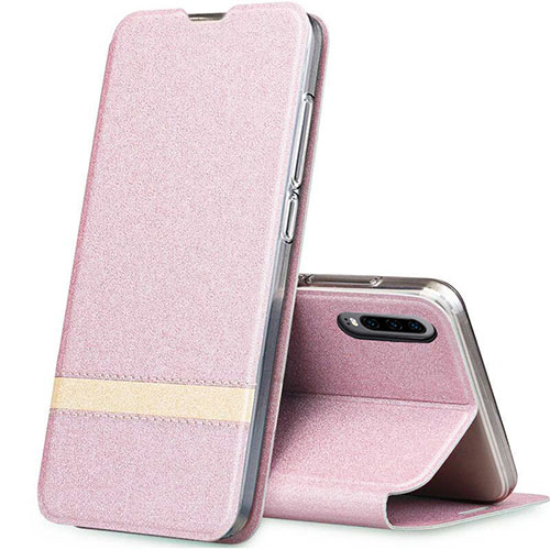 Leather Case Stands Flip Cover T02 Holder for Huawei P30 Rose Gold