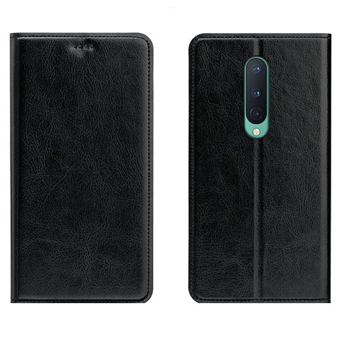 Leather Case Stands Flip Cover T02 Holder for OnePlus 8 Black