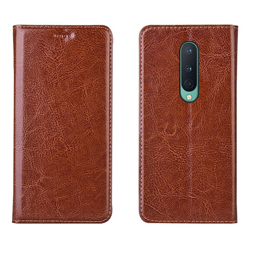 Leather Case Stands Flip Cover T02 Holder for OnePlus 8 Orange