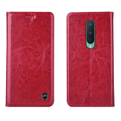 Leather Case Stands Flip Cover T02 Holder for OnePlus 8 Red