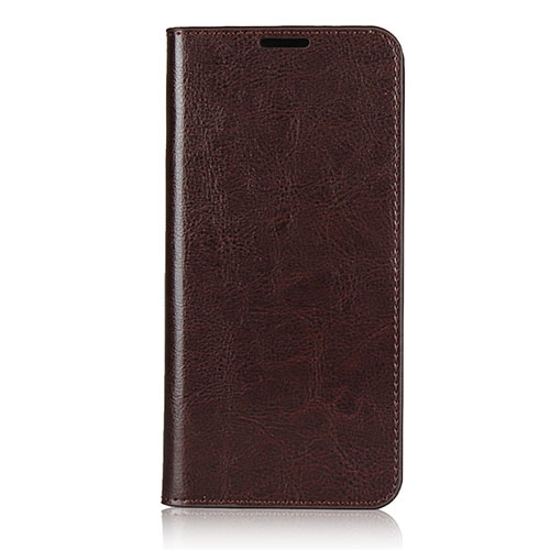 Leather Case Stands Flip Cover T02 Holder for Oppo K7 5G Brown