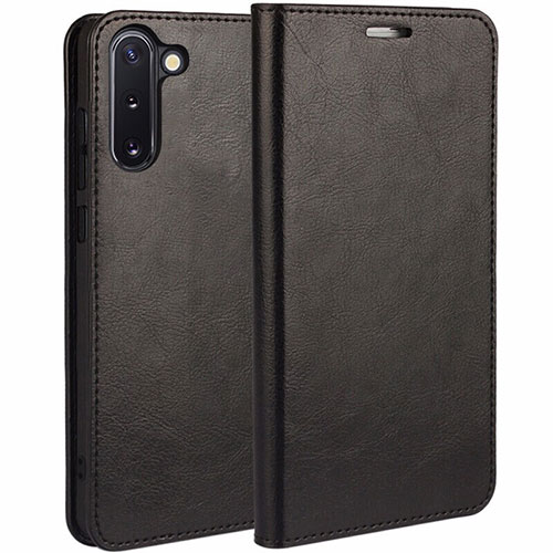 Leather Case Stands Flip Cover T02 Holder for Samsung Galaxy Note 10 Black