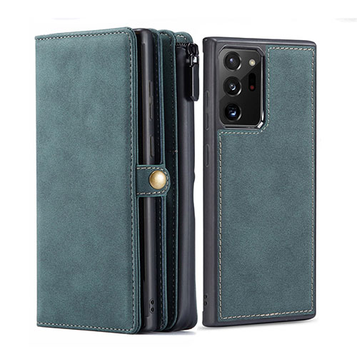 Leather Case Stands Flip Cover T02 Holder for Samsung Galaxy Note 20 Ultra 5G Midnight Green