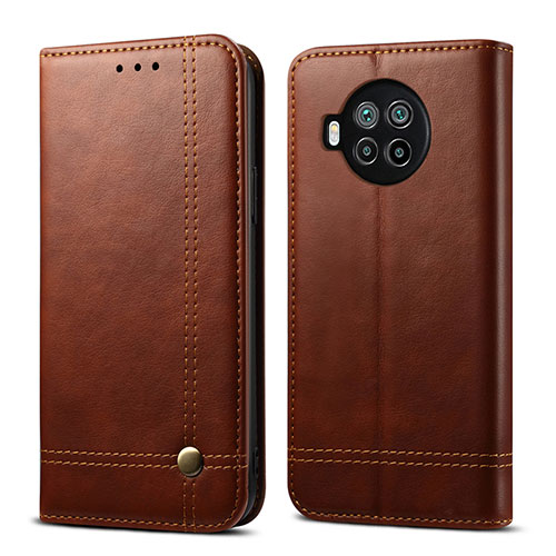 Leather Case Stands Flip Cover T02 Holder for Xiaomi Mi 10i 5G Brown