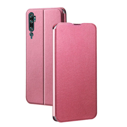 Leather Case Stands Flip Cover T02 Holder for Xiaomi Mi Note 10 Pink