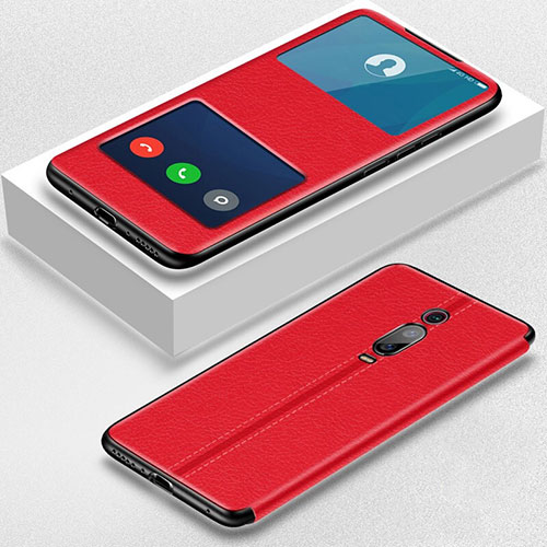 Leather Case Stands Flip Cover T02 Holder for Xiaomi Redmi K20 Pro Red