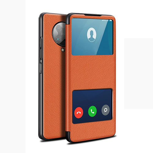 Leather Case Stands Flip Cover T02 Holder for Xiaomi Redmi K30 Pro Zoom Orange