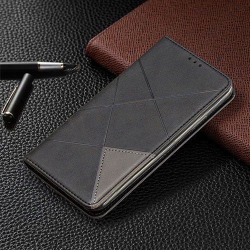 Leather Case Stands Flip Cover T02 Holder for Xiaomi Redmi Note 9 Pro Max Black