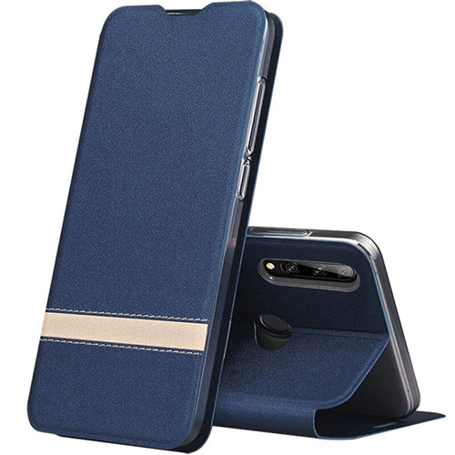 Leather Case Stands Flip Cover T03 Holder for Huawei Honor 20 Lite Blue