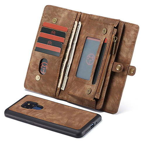 Leather Case Stands Flip Cover T03 Holder for Huawei Mate 20 Brown