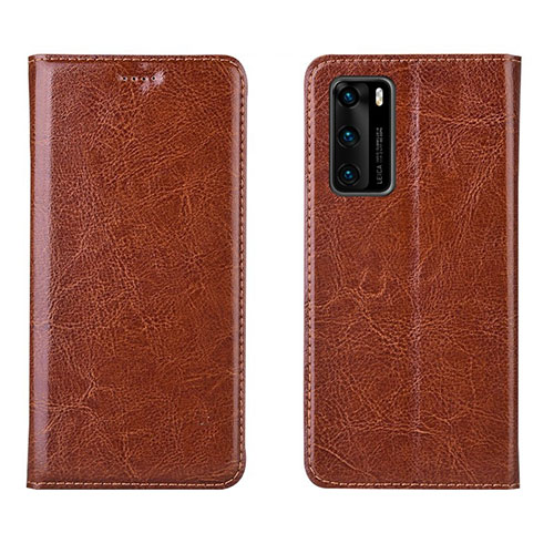 Leather Case Stands Flip Cover T03 Holder for Huawei P40 Orange