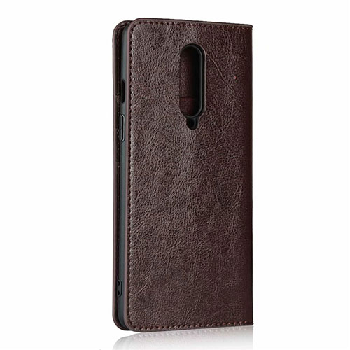 Leather Case Stands Flip Cover T03 Holder for OnePlus 8 Brown