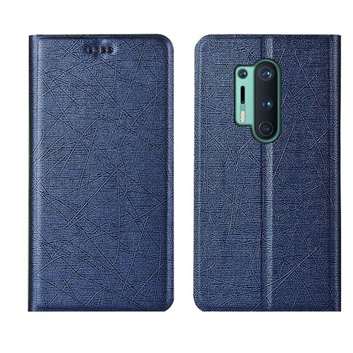 Leather Case Stands Flip Cover T03 Holder for OnePlus 8 Pro Blue