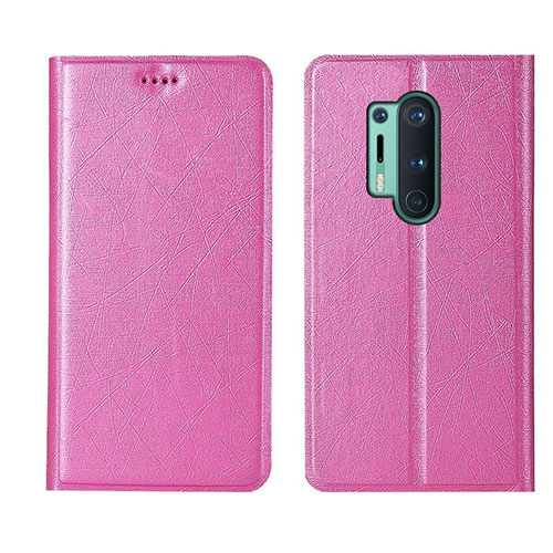 Leather Case Stands Flip Cover T03 Holder for OnePlus 8 Pro Pink