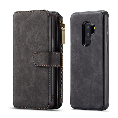 Leather Case Stands Flip Cover T03 Holder for Samsung Galaxy S9 Plus Black
