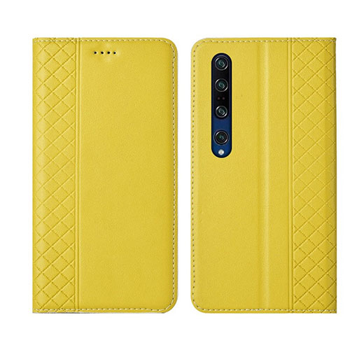 Leather Case Stands Flip Cover T03 Holder for Xiaomi Mi 10 Pro Yellow
