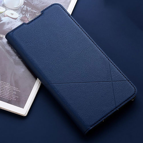 Leather Case Stands Flip Cover T03 Holder for Xiaomi Redmi Note 8 (2021) Blue