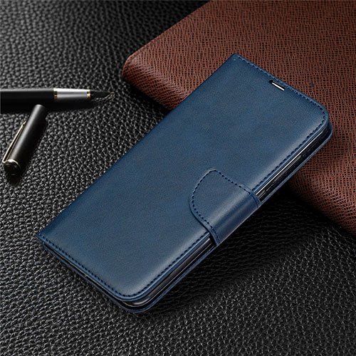 Leather Case Stands Flip Cover T03 Holder for Xiaomi Redmi Note 9 Blue