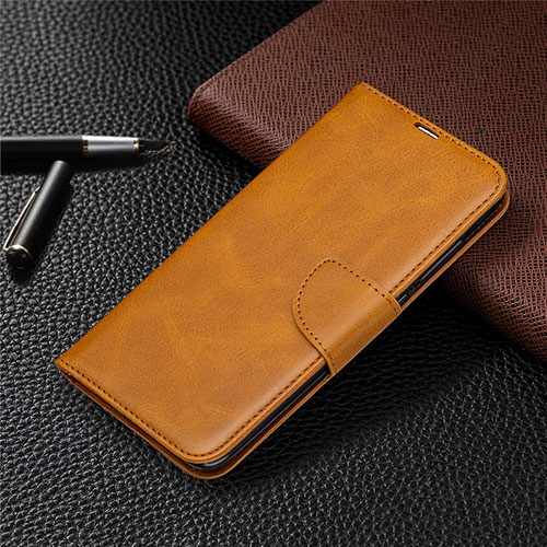 Leather Case Stands Flip Cover T03 Holder for Xiaomi Redmi Note 9 Orange