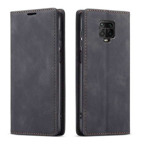 Leather Case Stands Flip Cover T03 Holder for Xiaomi Redmi Note 9S Black