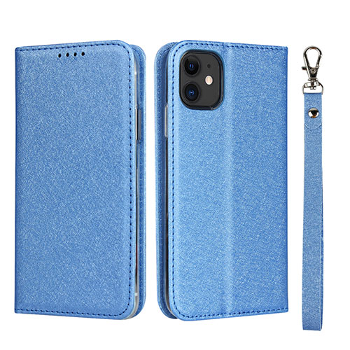 Leather Case Stands Flip Cover T04 Holder for Apple iPhone 11 Blue