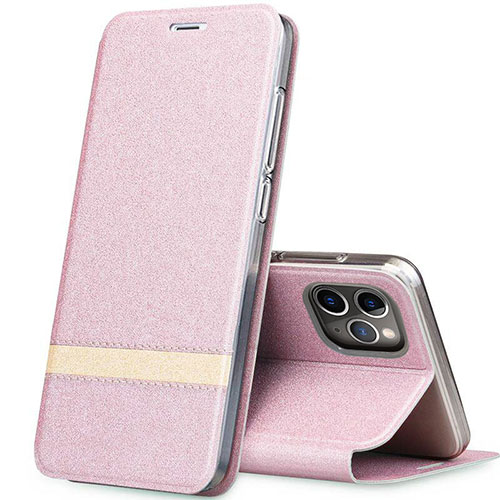 Leather Case Stands Flip Cover T04 Holder for Apple iPhone 11 Pro Rose Gold