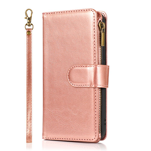Leather Case Stands Flip Cover T04 Holder for Apple iPhone 12 Mini Rose Gold