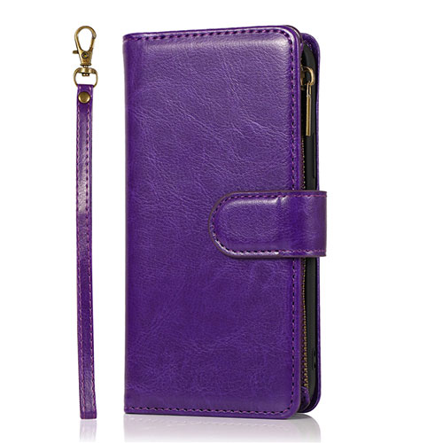 Leather Case Stands Flip Cover T04 Holder for Apple iPhone 12 Pro Purple